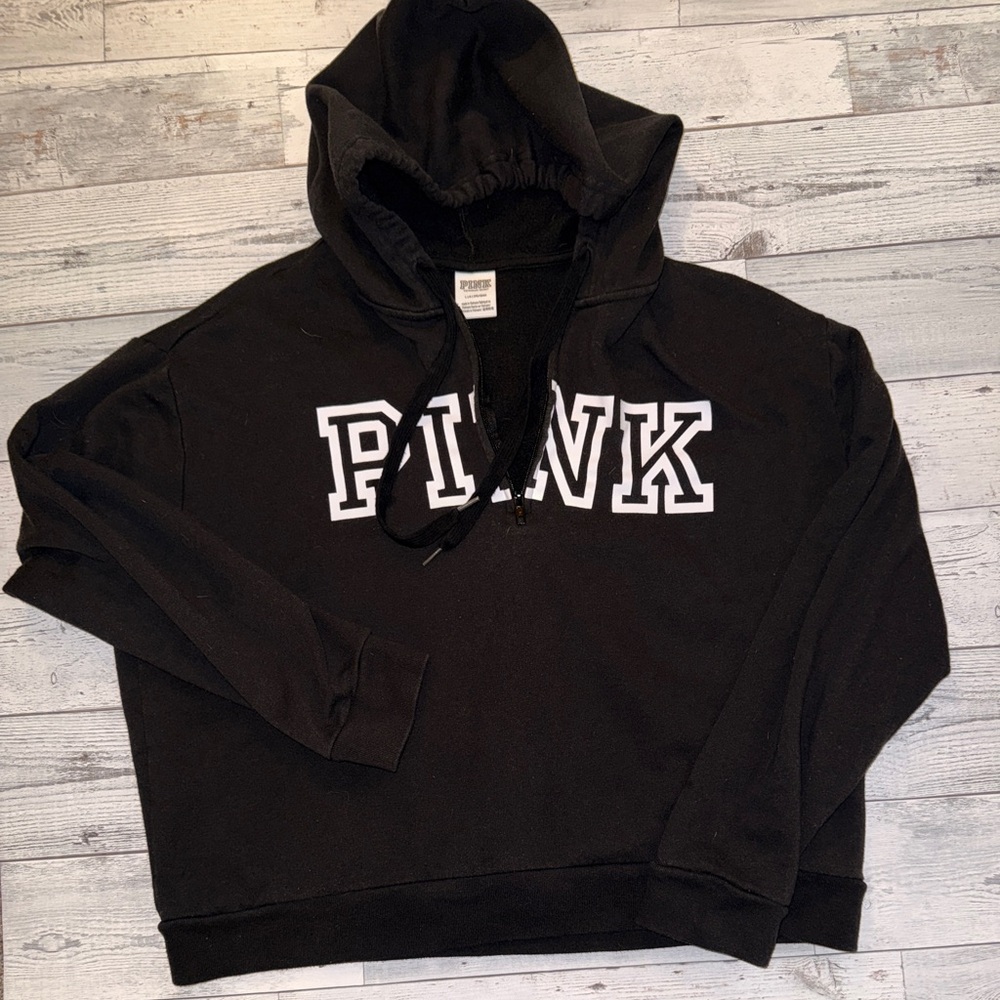 Black PINK Hoodie 1/4 zip Zipper works perfectly